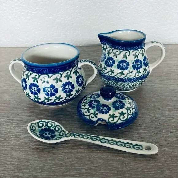 Boleslawiec 5-pc Polish Pottery Coffee Tea Service Set - Picture 5 of 9